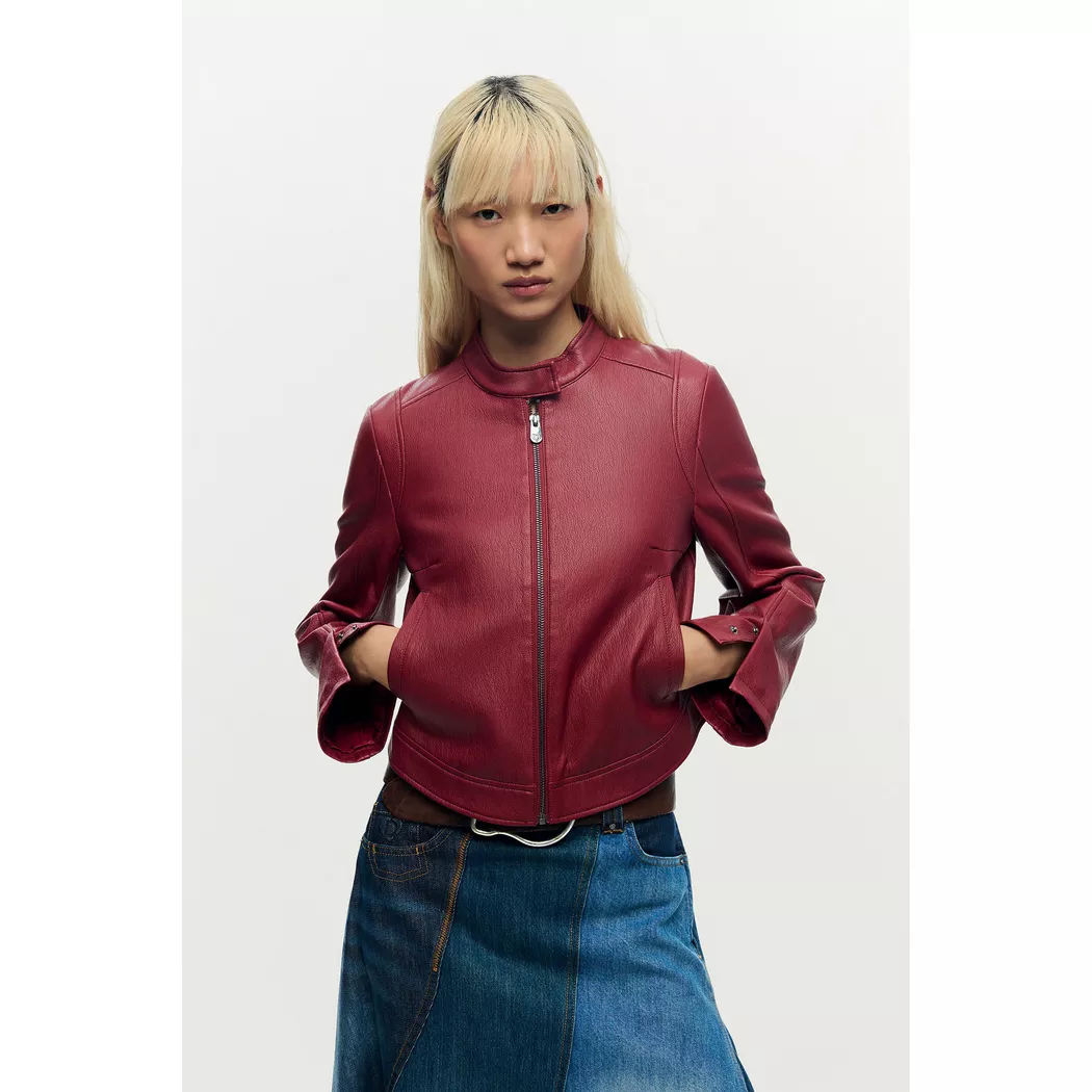 Desigual Veste effet cuir combinée RED S female