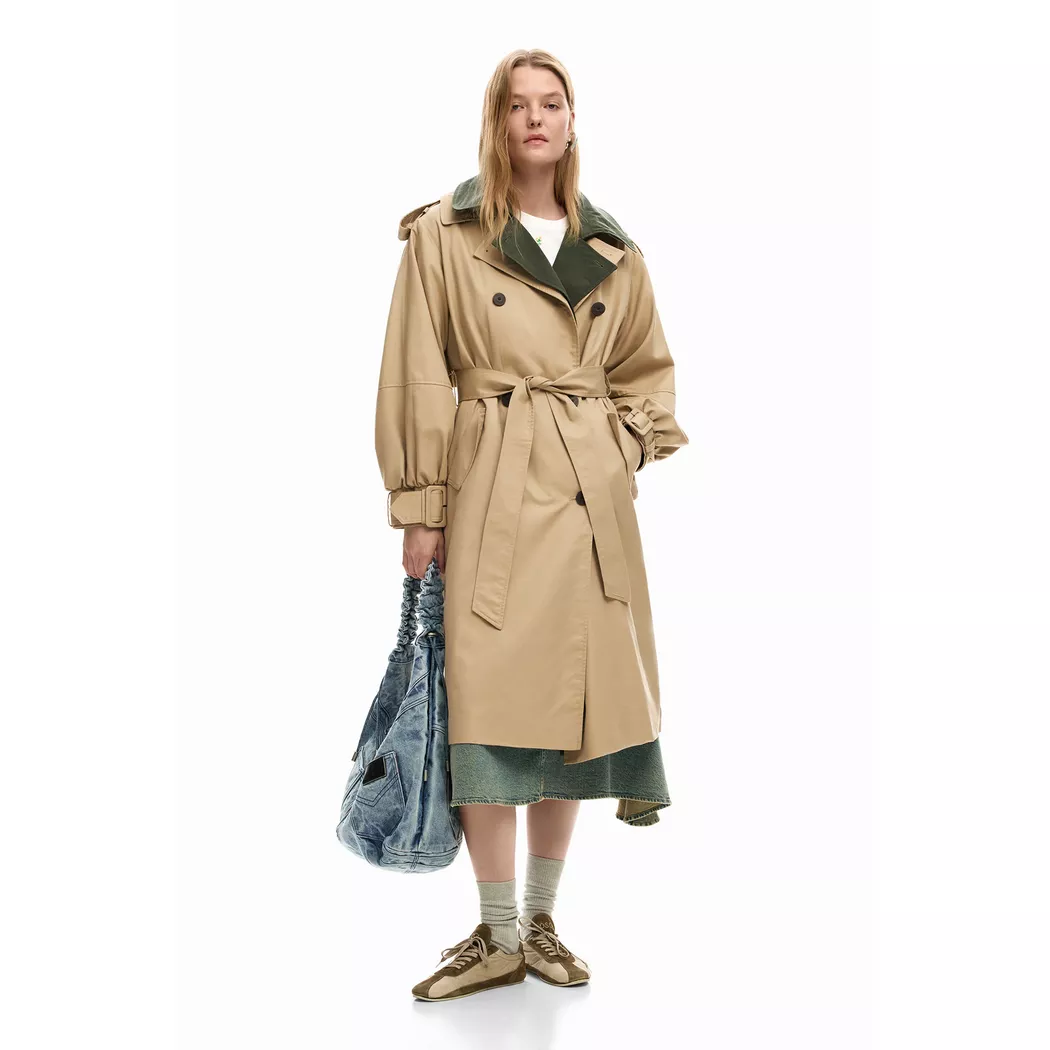 Desigual Trench bicolore amovible BROWN XS female