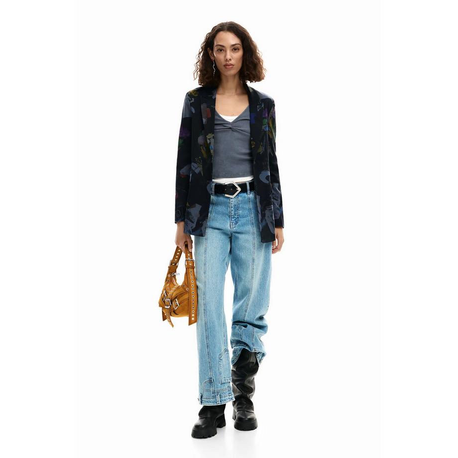 Desigual Giacca Blazer con Motivo Floreale  