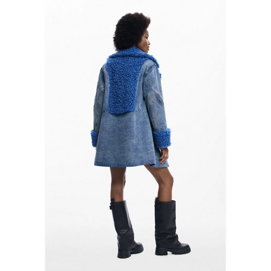 Desigual Giacca di jeans con bordo in pelliccia sintetica  