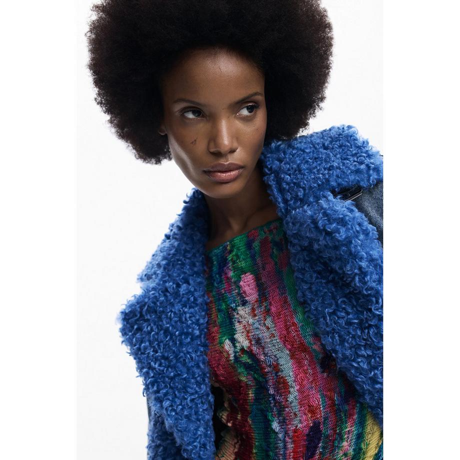 Desigual Giacca di jeans con bordo in pelliccia sintetica  