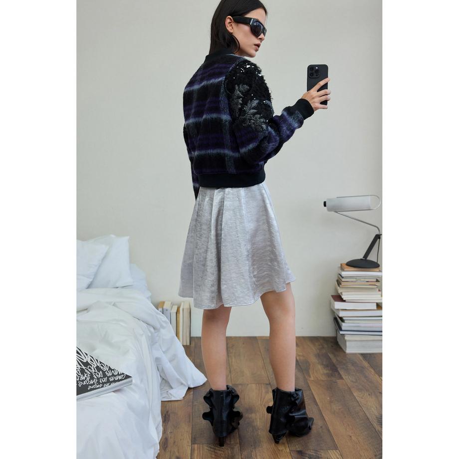 Desigual Blouson Bomber Carreaux avec Ornements Paillettes  