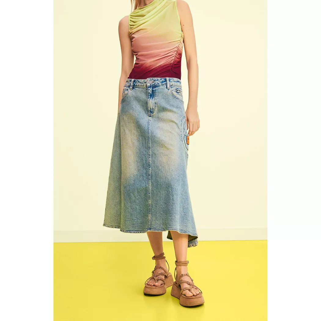 Desigual Jupe denim patch BLUE L female 3