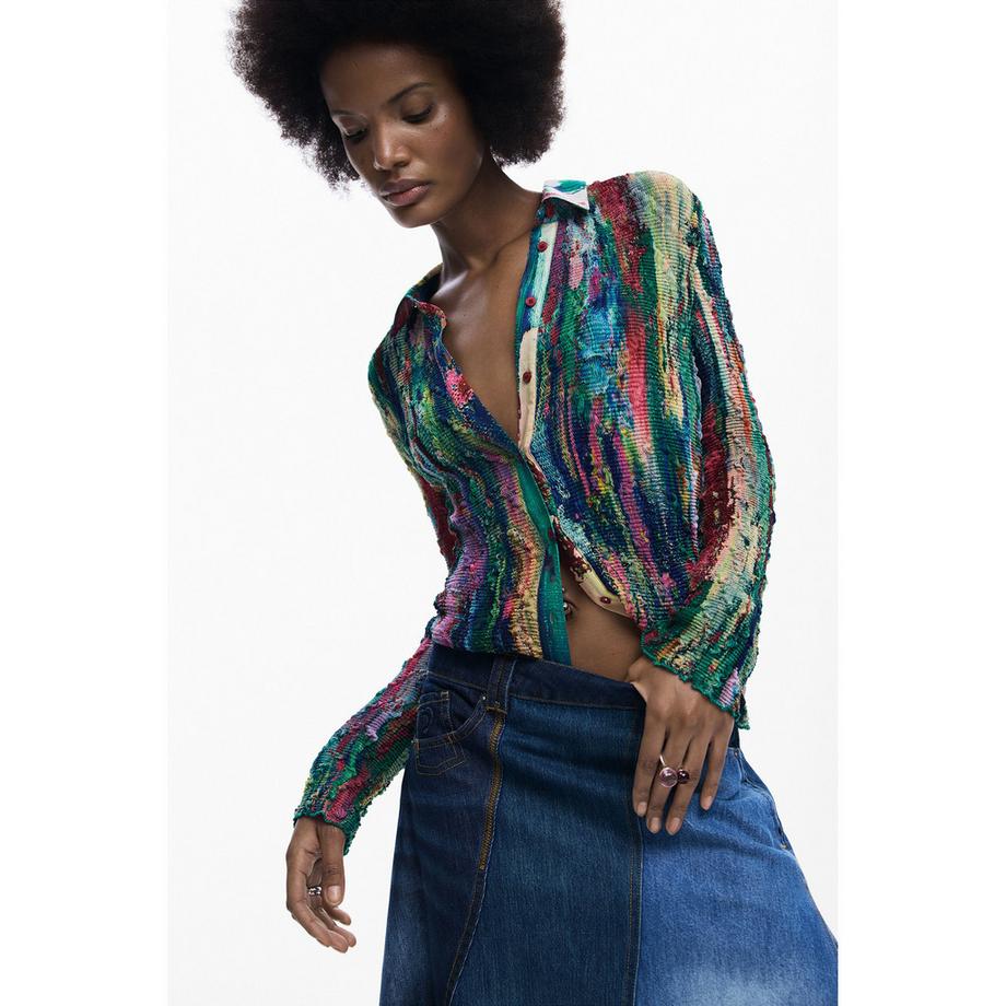 Desigual Jupe Midi Patchwork en Denim  