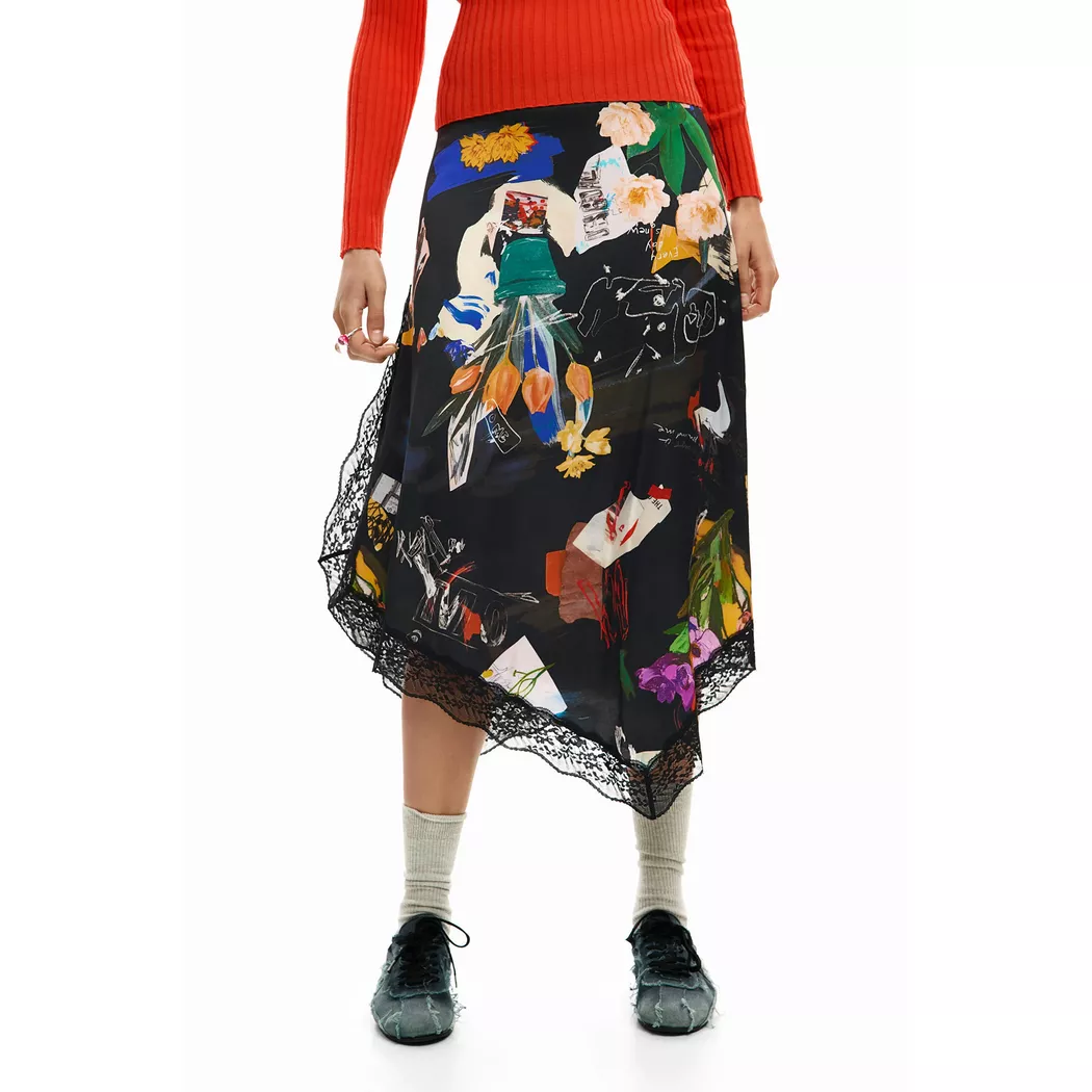 Desigual Jupe midi texture arty BLACK XS female 5