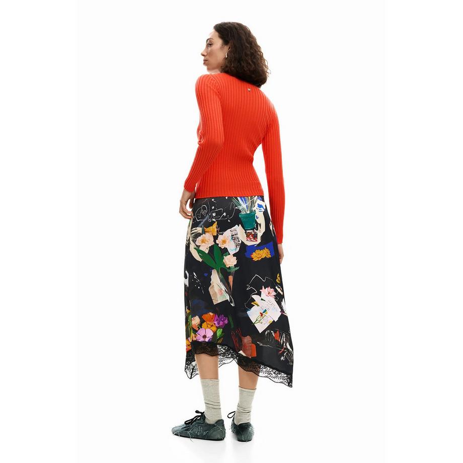 Desigual Bedruckter asymmetrischer Midirock  