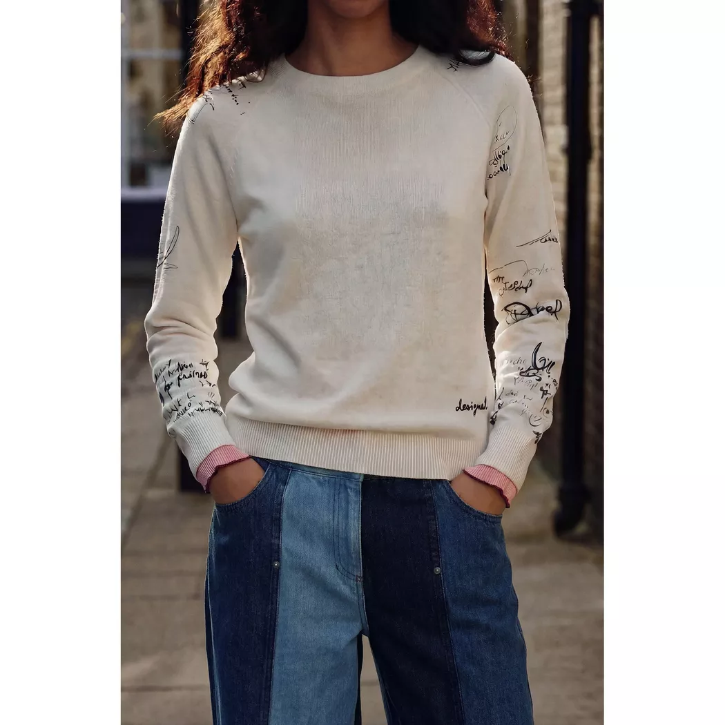 Desigual Pull à manches lettering WHITE S female