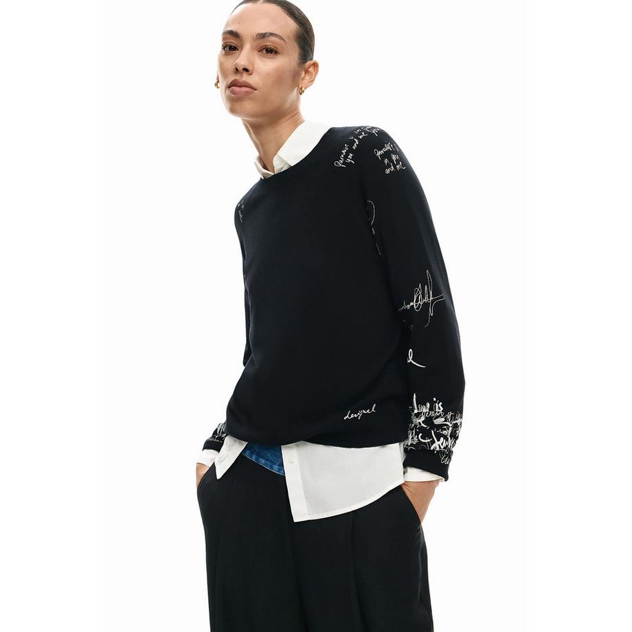 Desigual Rundhals-Pullover mit Grafikdruck  