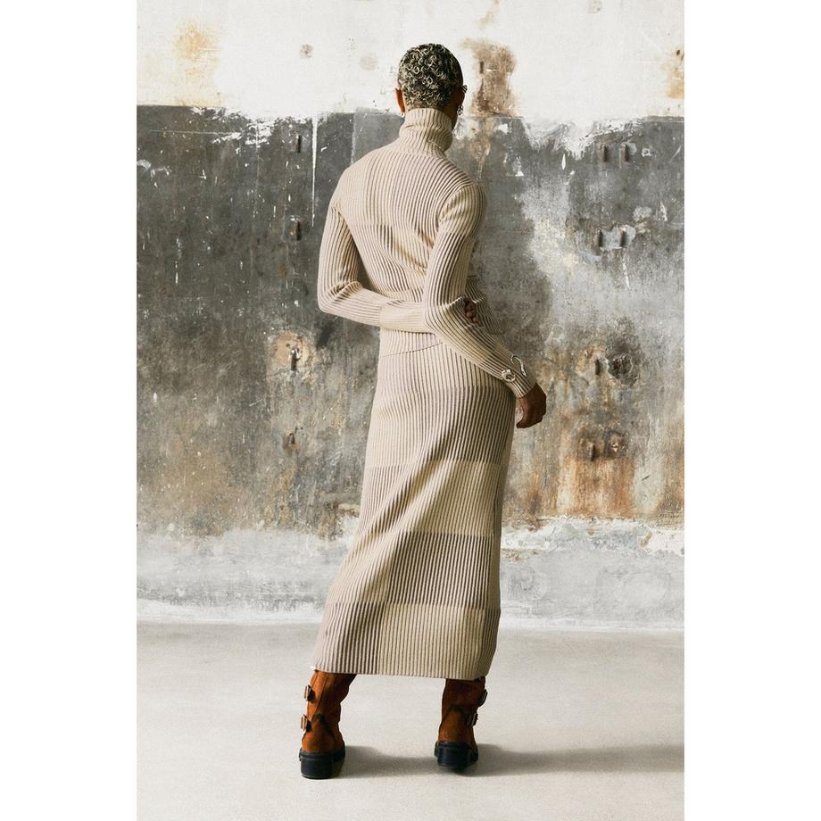 Desigual Pull à col roulé côtelé  