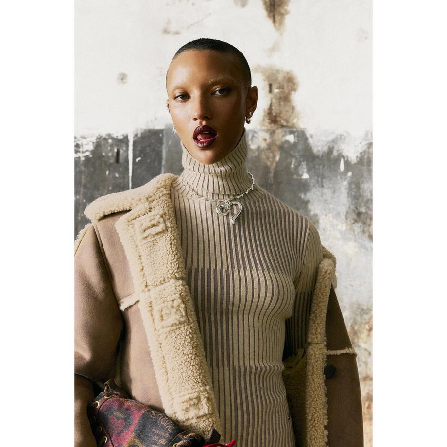 Desigual Pull à col roulé côtelé  