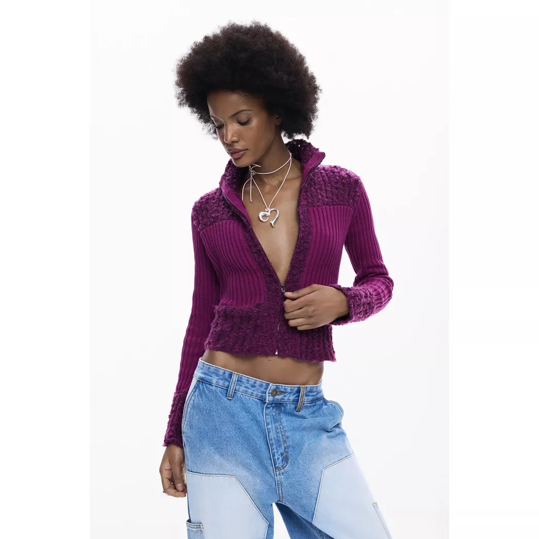 Desigual Veste en maille col montant RED S female