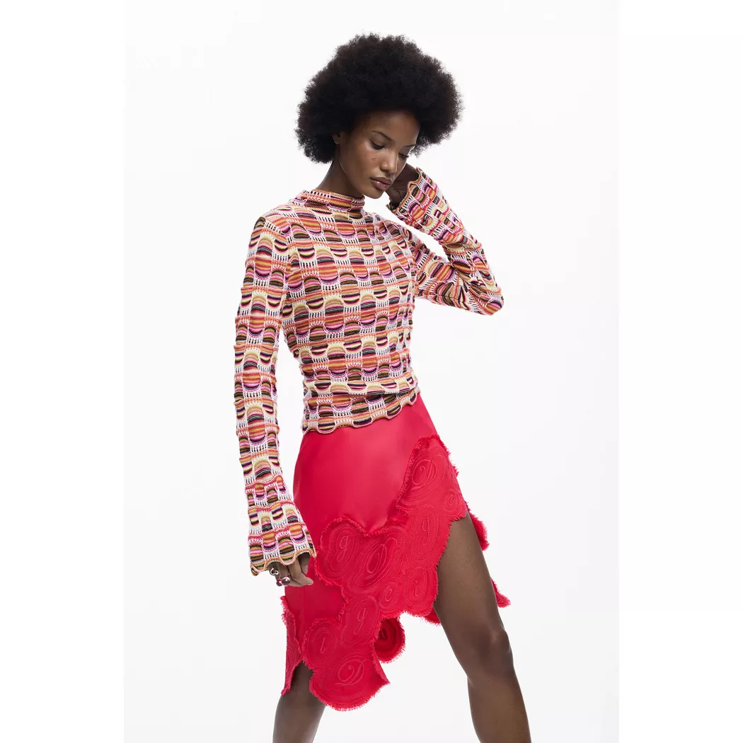 Desigual Pull fin marguerites RED S female 2