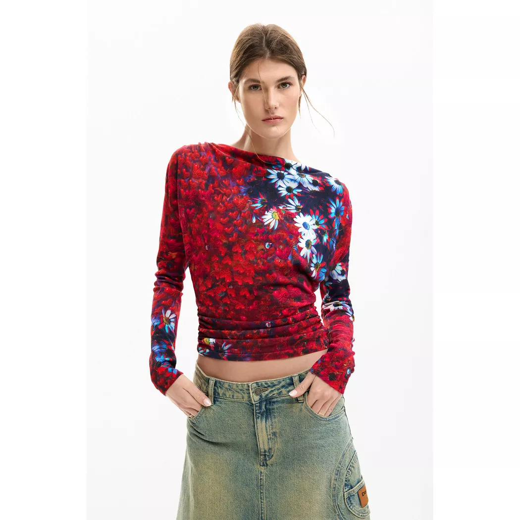 Desigual Pull fin marguerites RED S female
