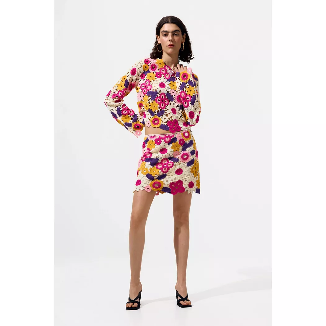 Desigual Pull crochet multicolore WHITE XS female