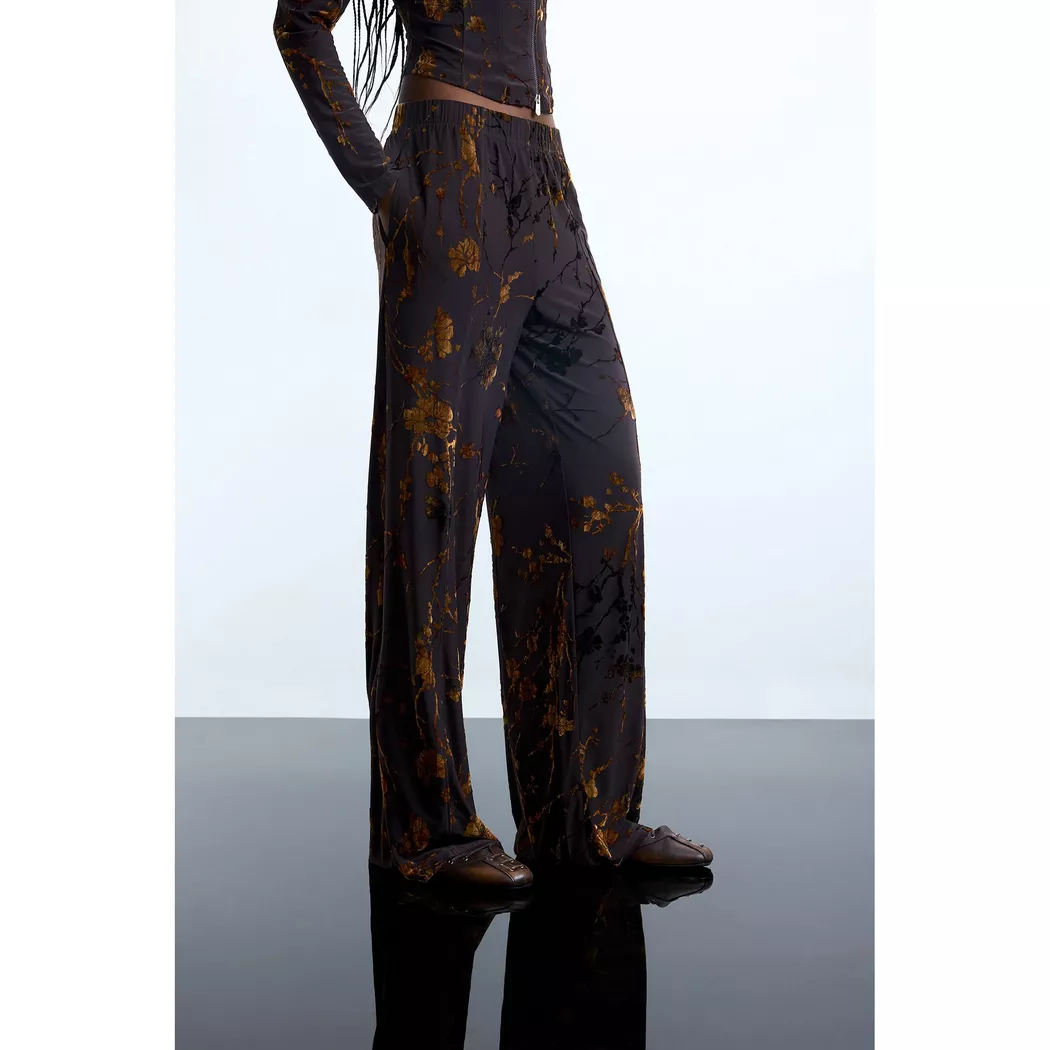 Desigual Pantalon long floqué BROWN XL female