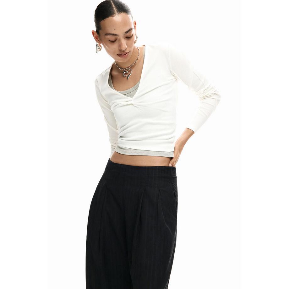 Desigual Pantalon plissé à jambe large  