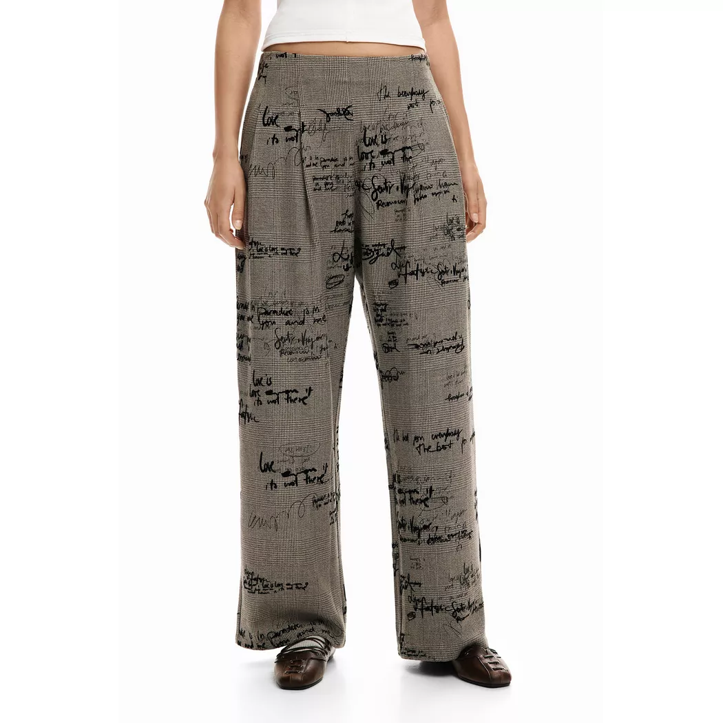 Desigual Pantalon lettering carreaux BLACK L female