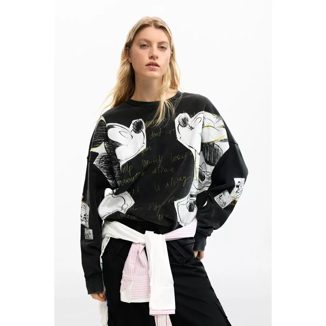 Desigual Sudadera broderies cœur BLACK L female 2