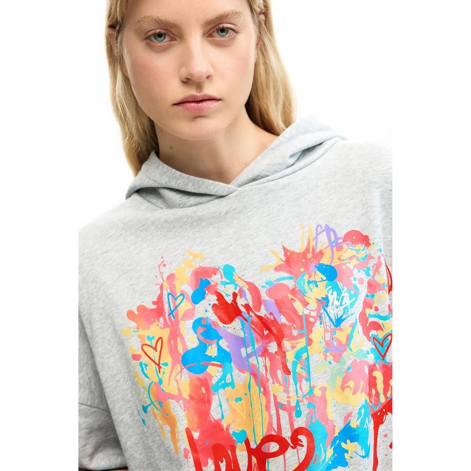 Desigual Sweat-shirt à capuche avec imprimé cœur coloré  