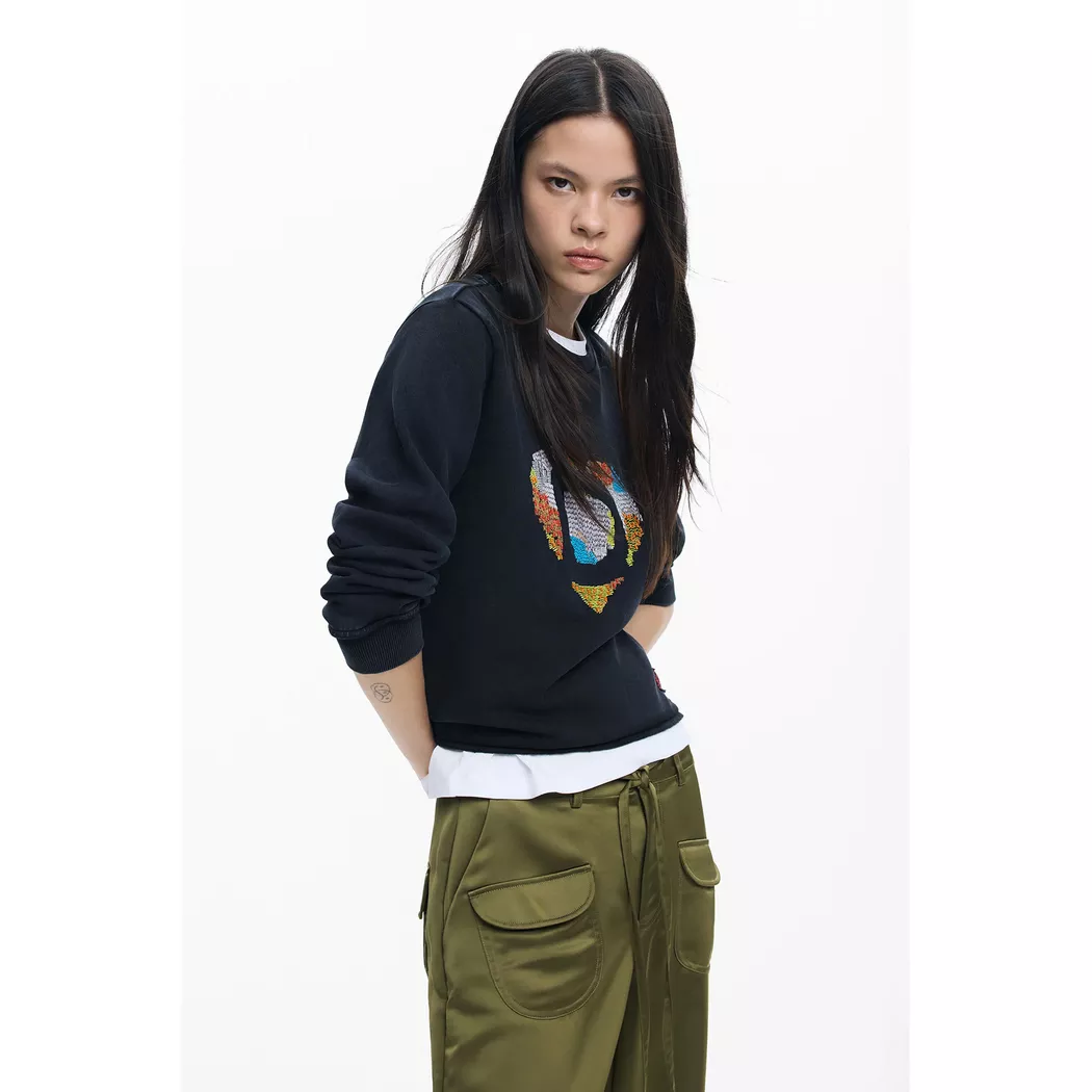 Desigual Sudadera broderies cœur BLACK L female 4