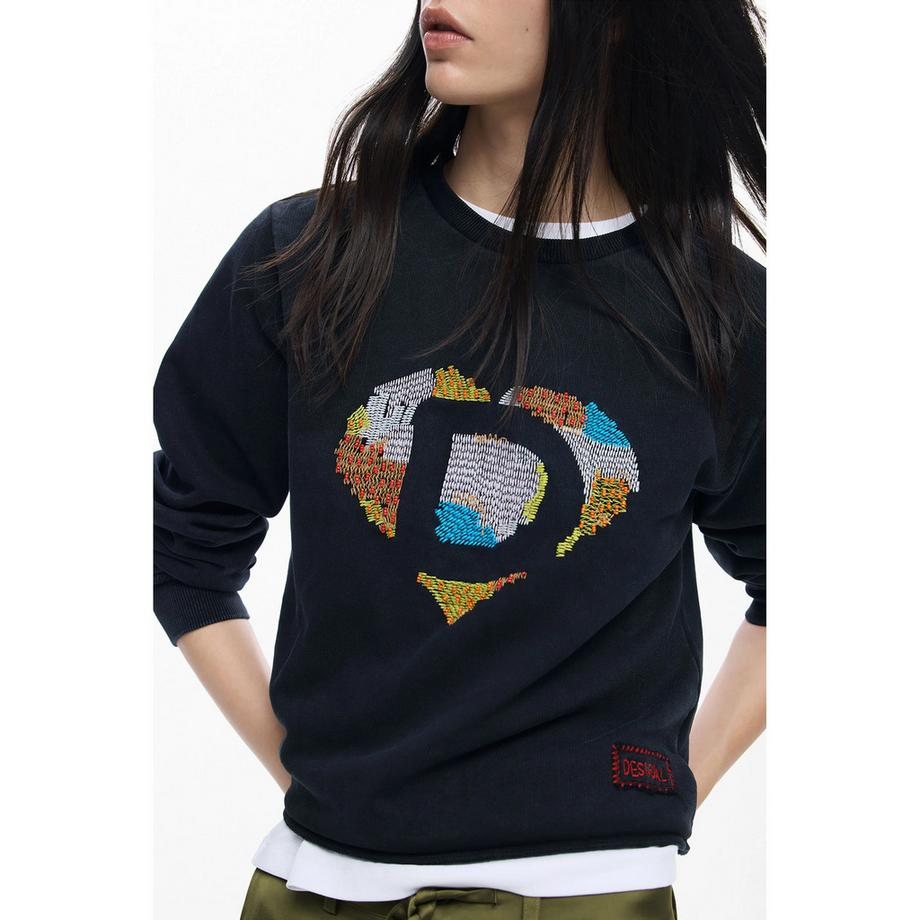 Desigual Felpa con cuore ricamato  