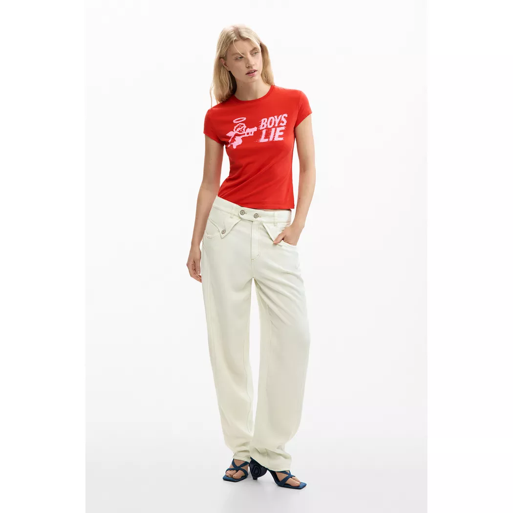 Desigual T-shirt froncé décolleté RED XL female