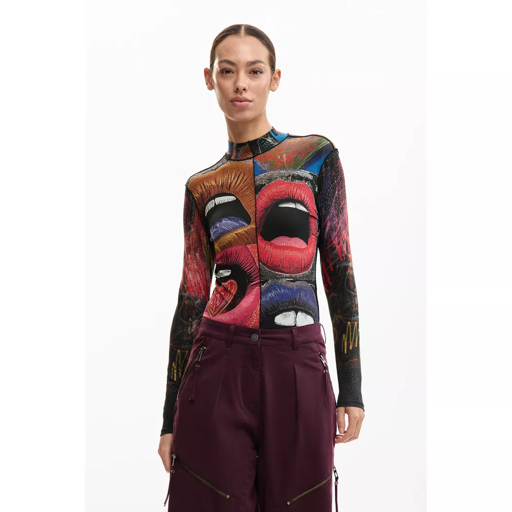 Desigual T-shirt en tulle à fleurs BLACK S female 4