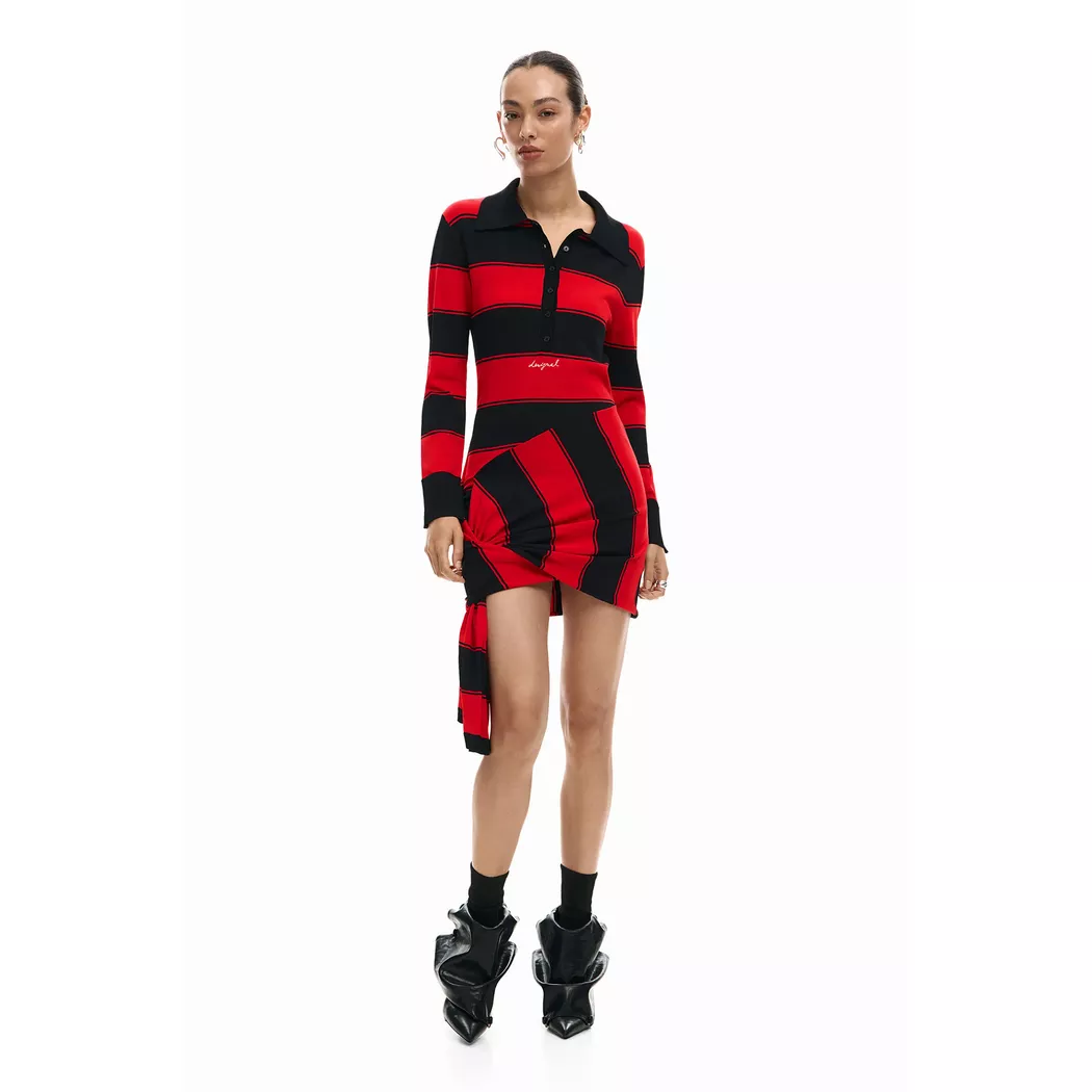 Desigual Robe polo en maille RED S female
