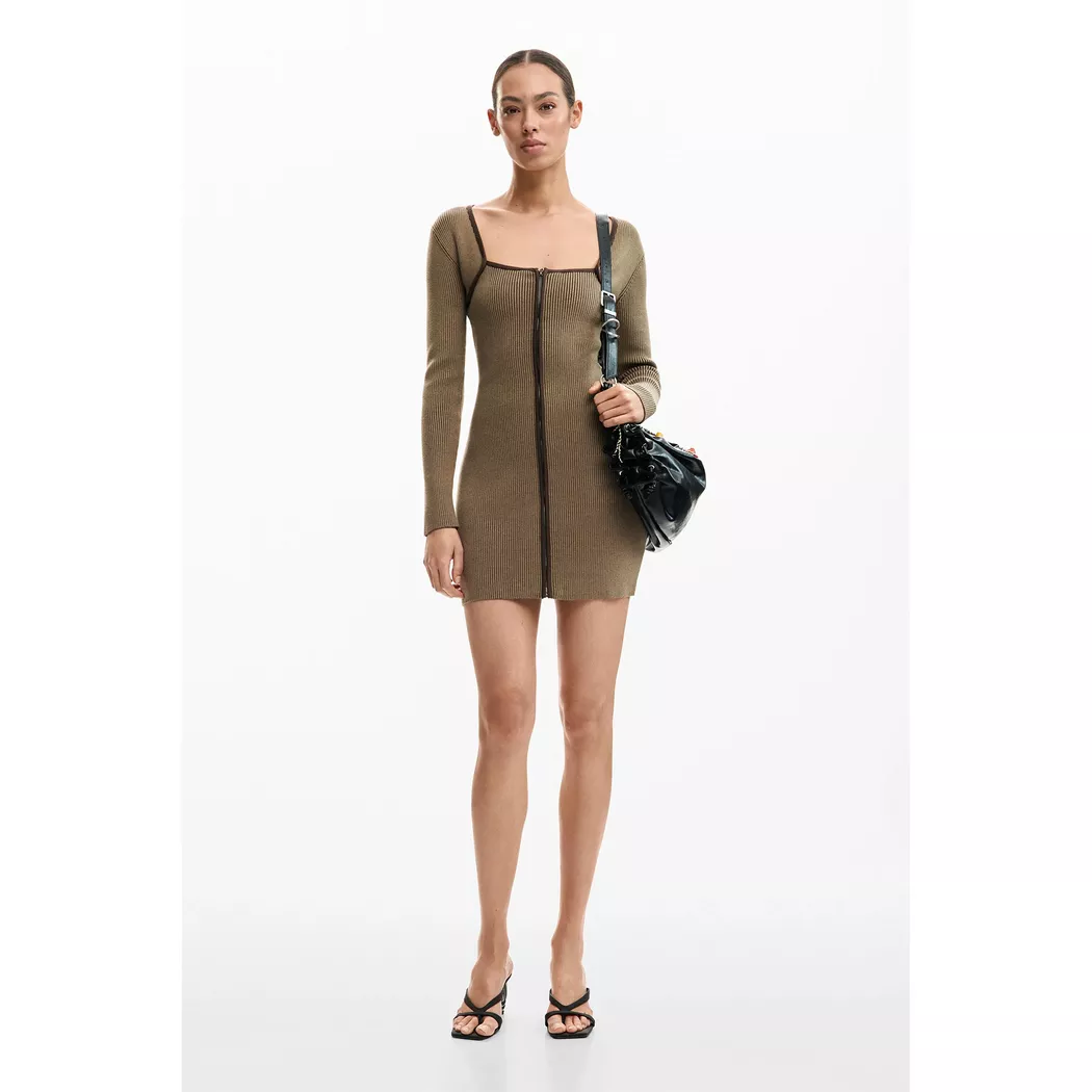 Desigual Robe en maille à bretelles BROWN L female
