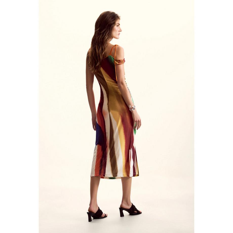 Desigual Asymmetrisches Neckholder Gerafftes Midikleid  