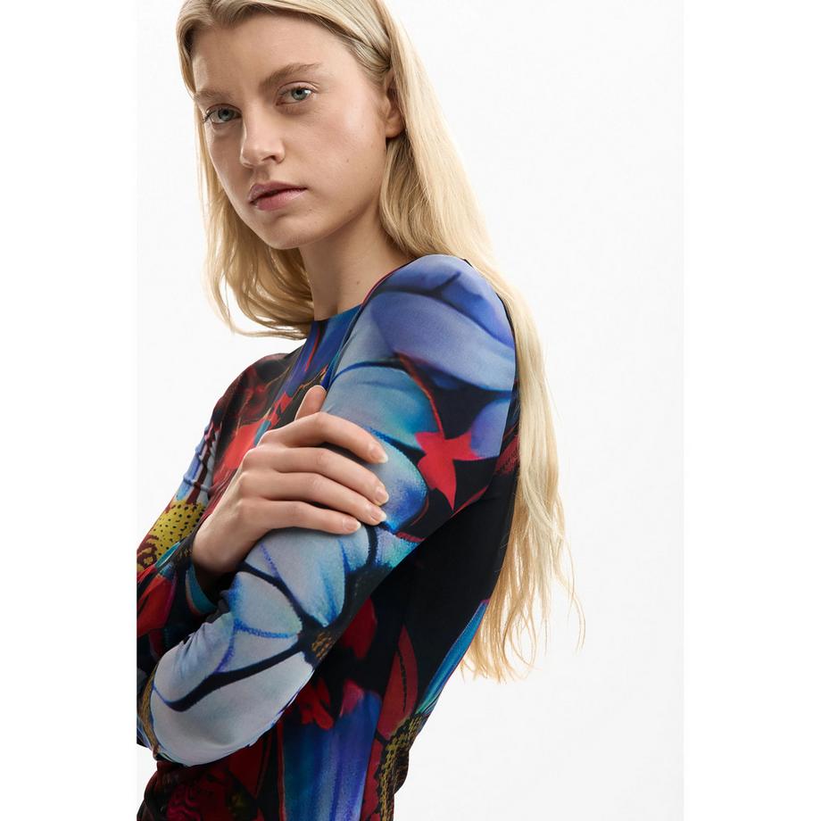 Desigual Langarm Mini Kleid Blumendruck  