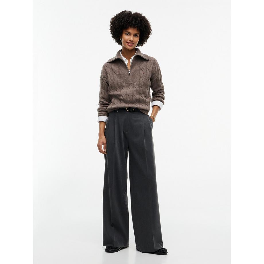 TOMMY HILFIGER Zopfmuster HalbReissverschluss Pullover  
