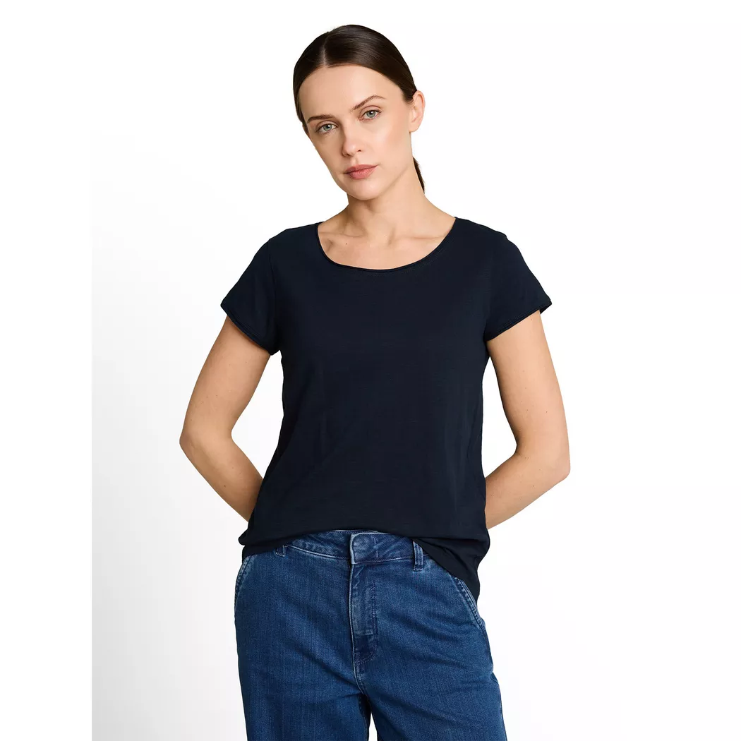 T-Shirt TOM TAILOR, Damen, Gr. L, sky captain, Jersey, Obermaterial: 100% Baumwolle, unifarben, regular fit normal, Rundhals, Shirts T-Shirt