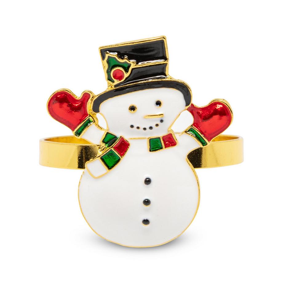 Manor Home Serviettenring, 4 Stück Snowman 