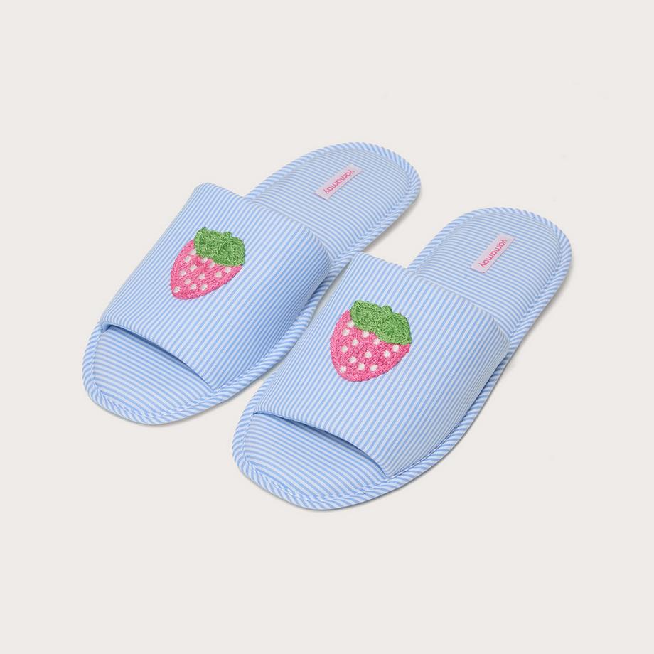 Yamamay Slippers a righe con ricamo fragola  