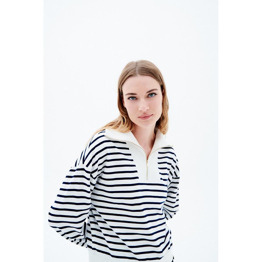 Caroll Sweat-shirt rayé avec quart de zip  