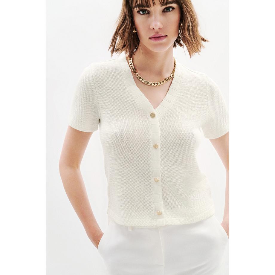 Caroll T-shirt Boutonné Manches Courtes Coupe Droite  