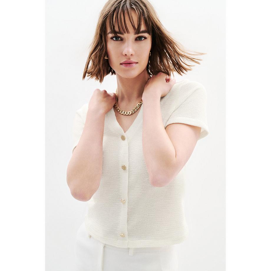 Caroll T-shirt Boutonné Manches Courtes Coupe Droite  