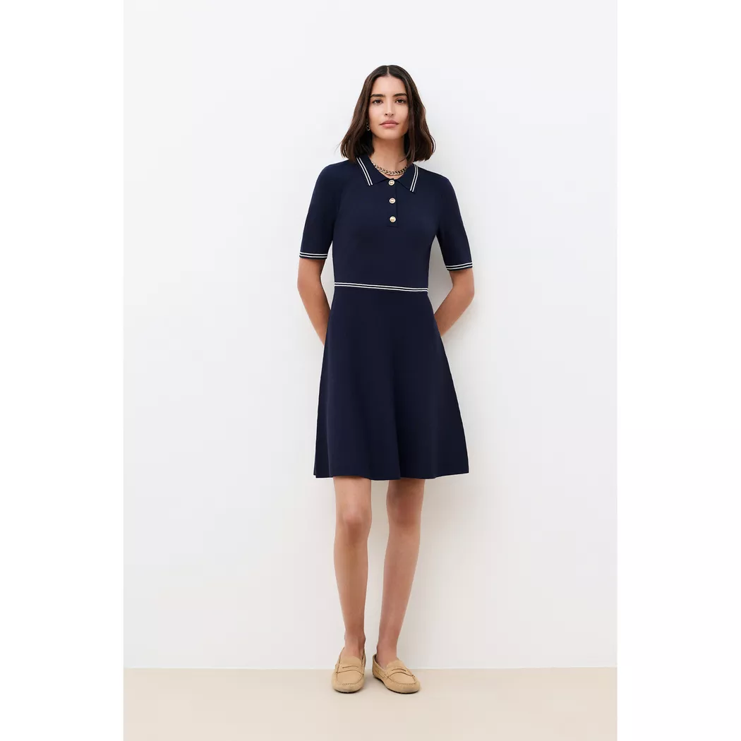 Caroll Polo Collar Short Sleeve Minidress