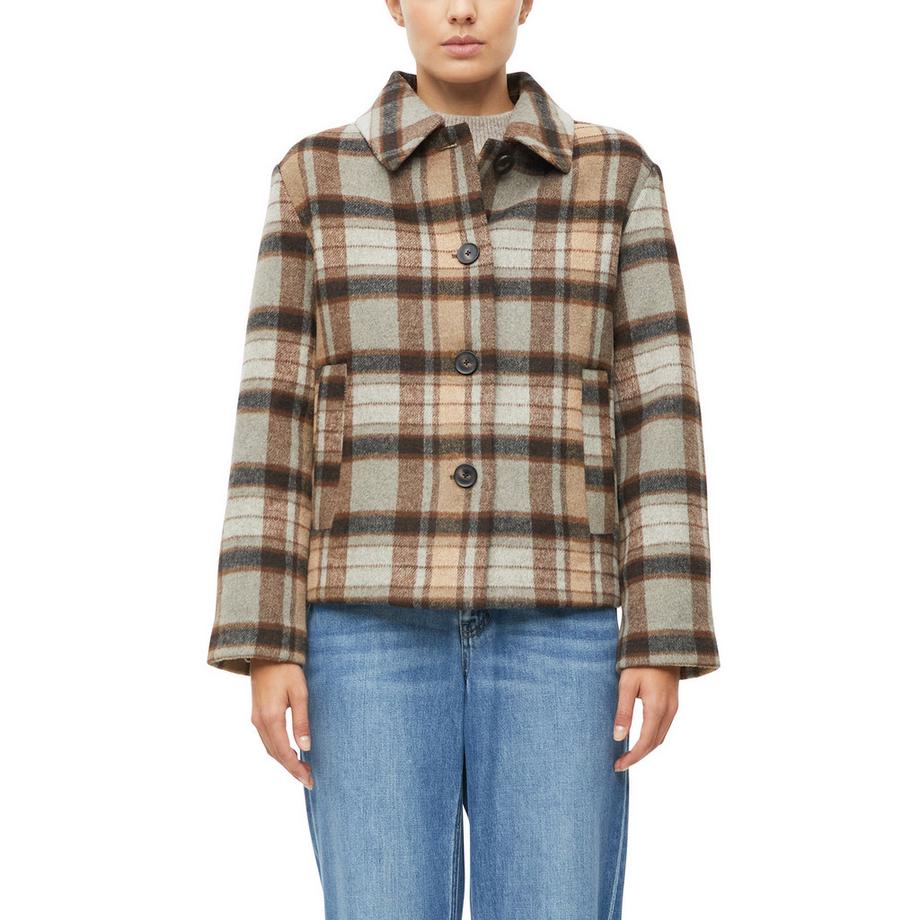 S. Oliver Red Label Karierte Jacke mit Kragen und Vorderknöpfen  