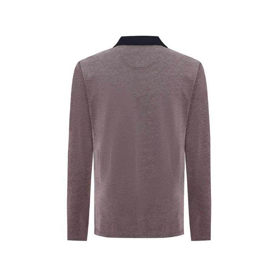 pierre cardin Langarm Polo Shirt mit Kontrastkragen und Brusttasche  