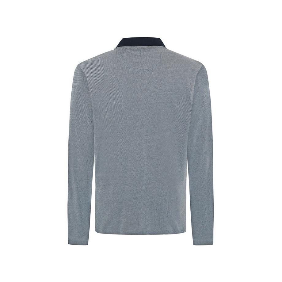 pierre cardin Polo a maniche lunghe con collo contrastante e tasca petto  