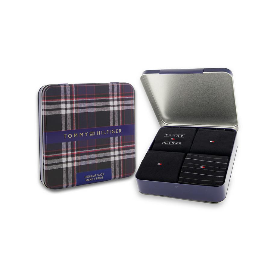 TOMMY HILFIGER Calze Uomo 4P Confezione Regalo Tommy Stripe  