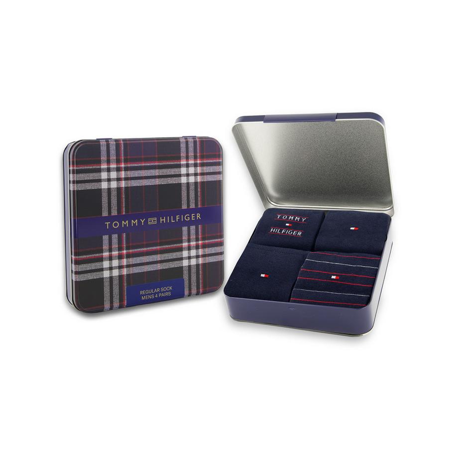 TOMMY HILFIGER Calze Uomo 4P Confezione Regalo Tommy Stripe  