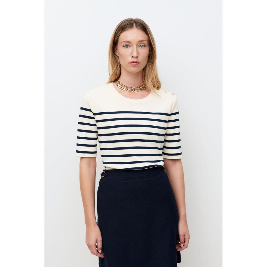 T-shirt, col bateau, manches courtes