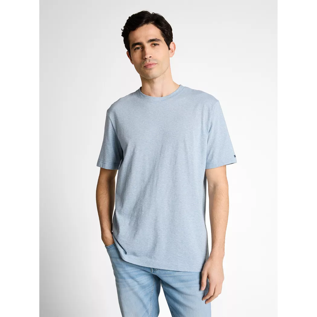 T-Shirt TOM TAILOR, Damen, Gr. M, navy blau petrol injected, Single Jersey, Obermaterial: 100% Baumwolle, bedruckt, regular fit normal, Rundhals, Shirts T-Shirt, mit Logo Print