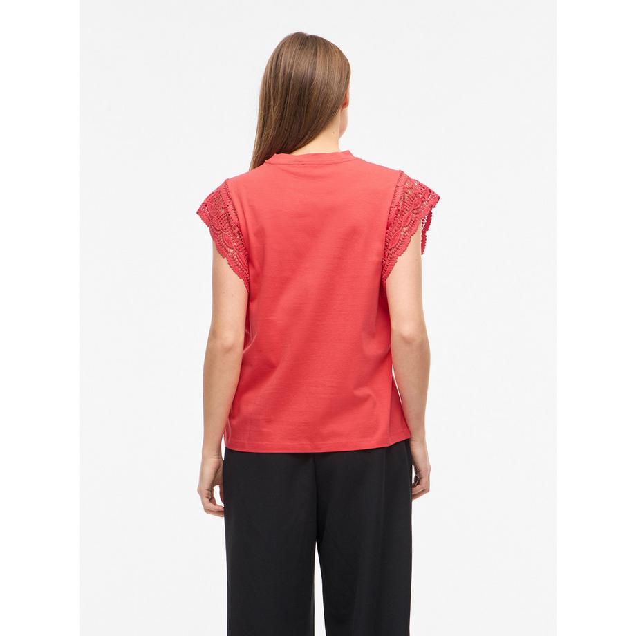 VILA T-shirt à manches en dentelle  
