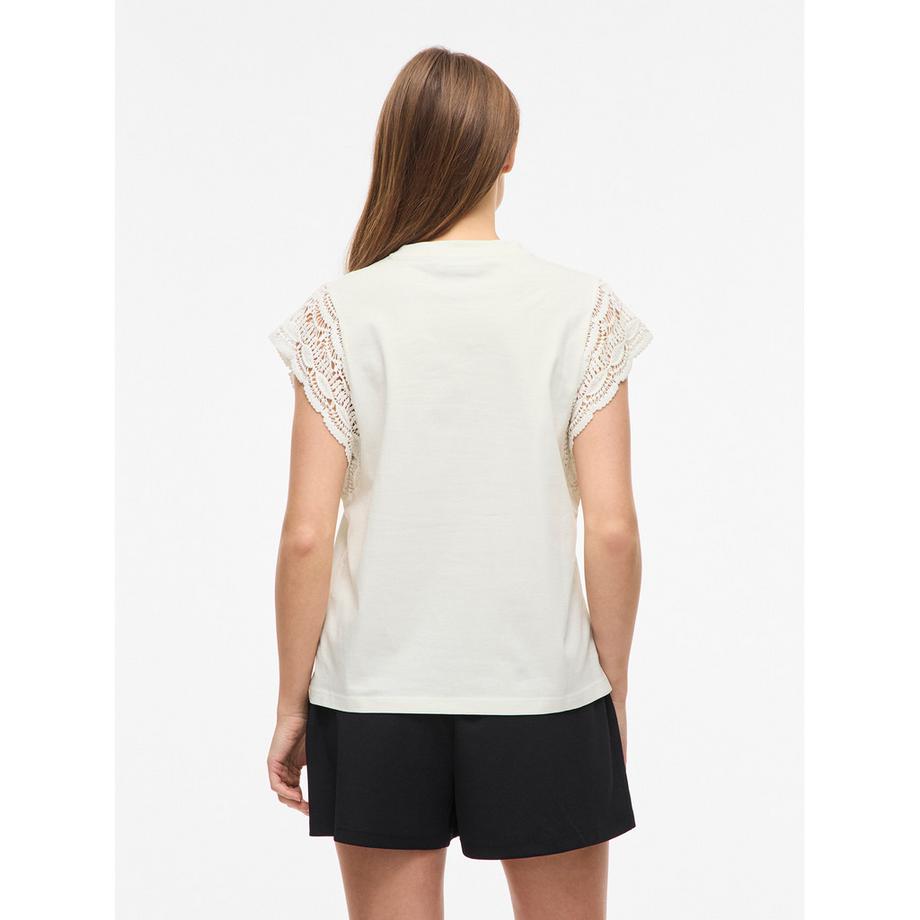 VILA T-shirt con maniche in pizzo  