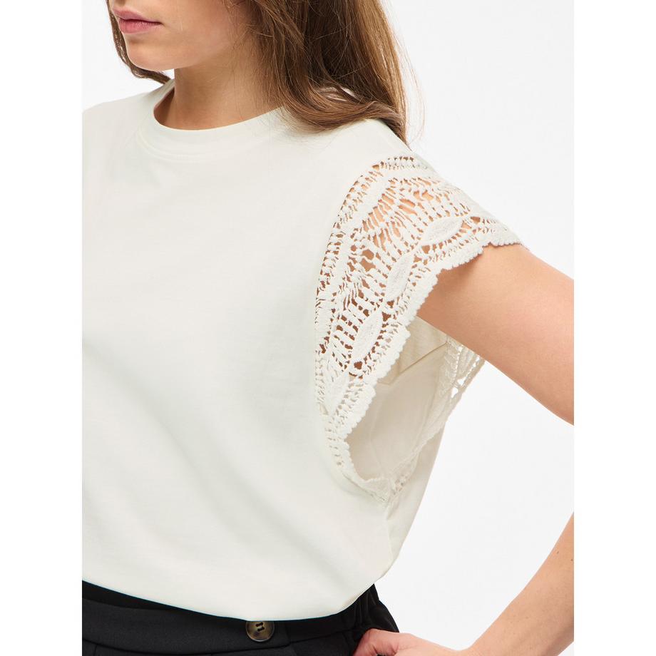 VILA T-shirt con maniche in pizzo  