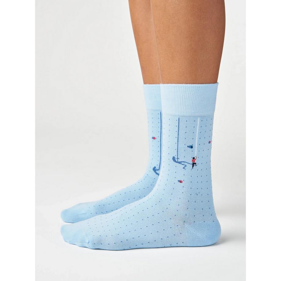 von Jungfeld Signature Icons I Boulder Powder Blue Chaussettes Hauteur Mollet  
